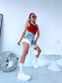 Denim shorts "WHITE FLOUNCE" PJ7893 - BLUE